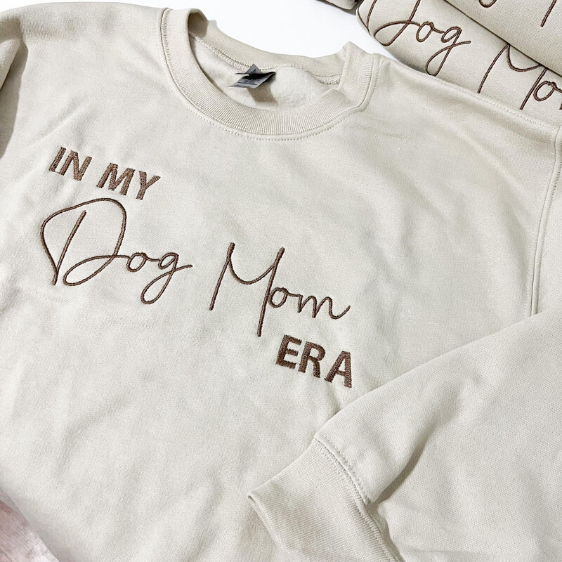 In My Dog Mom Era Embroidered Crewneck