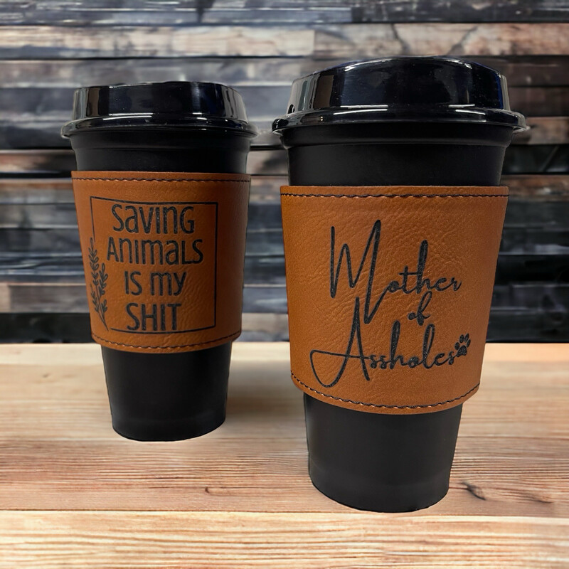 Leather Engraved Cup Sleeve