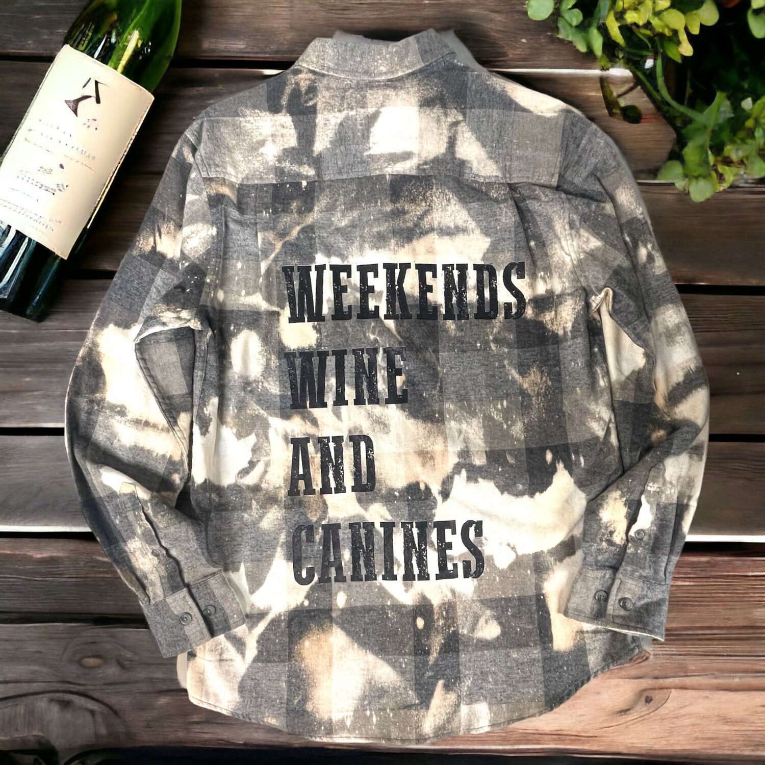 Weekends, Wine And Canines Distressed Flannel