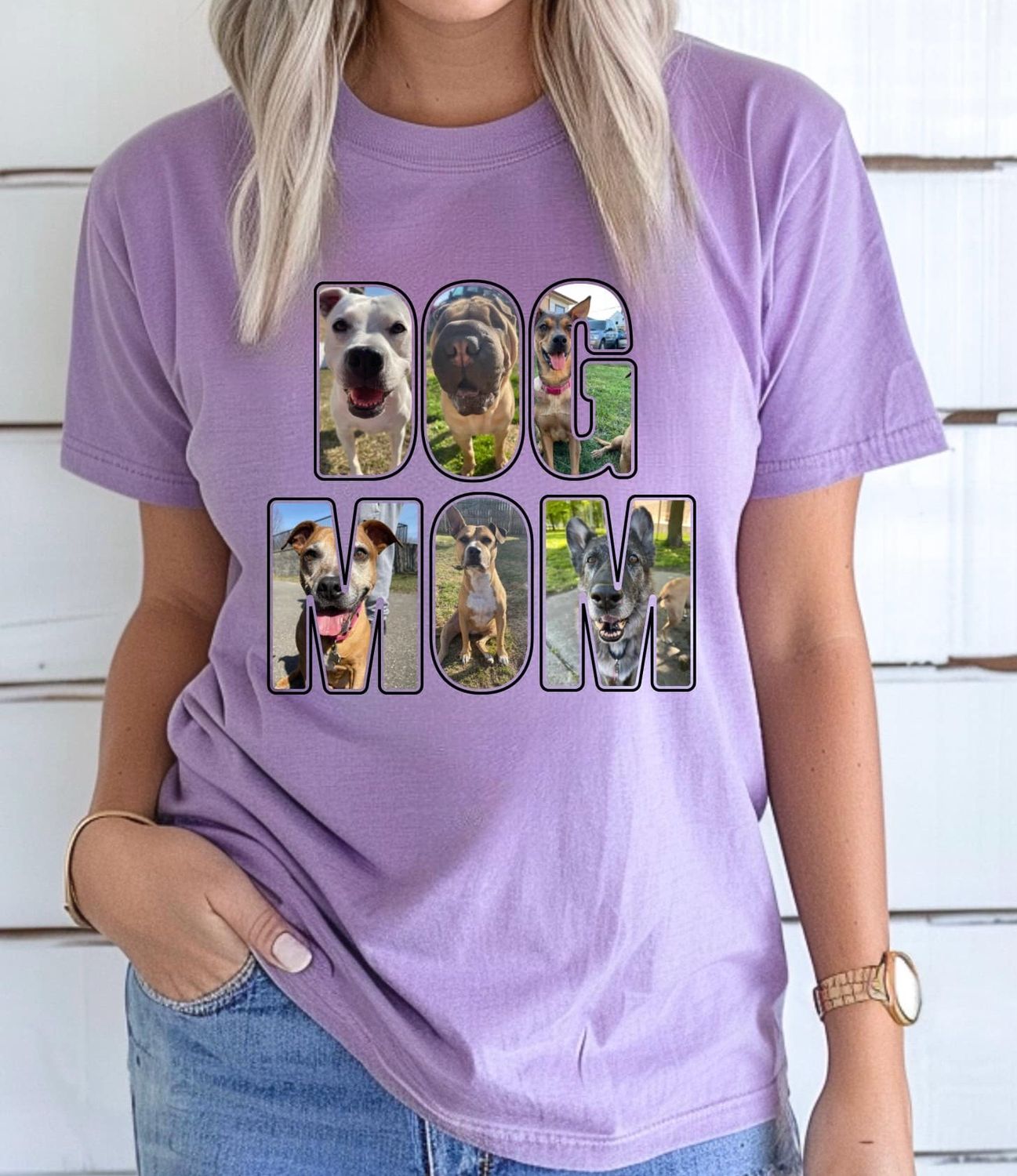 Dog Mom Custom Photo Collage Tee