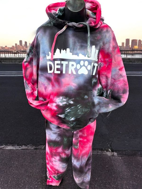 Detroit Skyline Obsidian Ice Dyed Hoodie &amp; Jogger Set