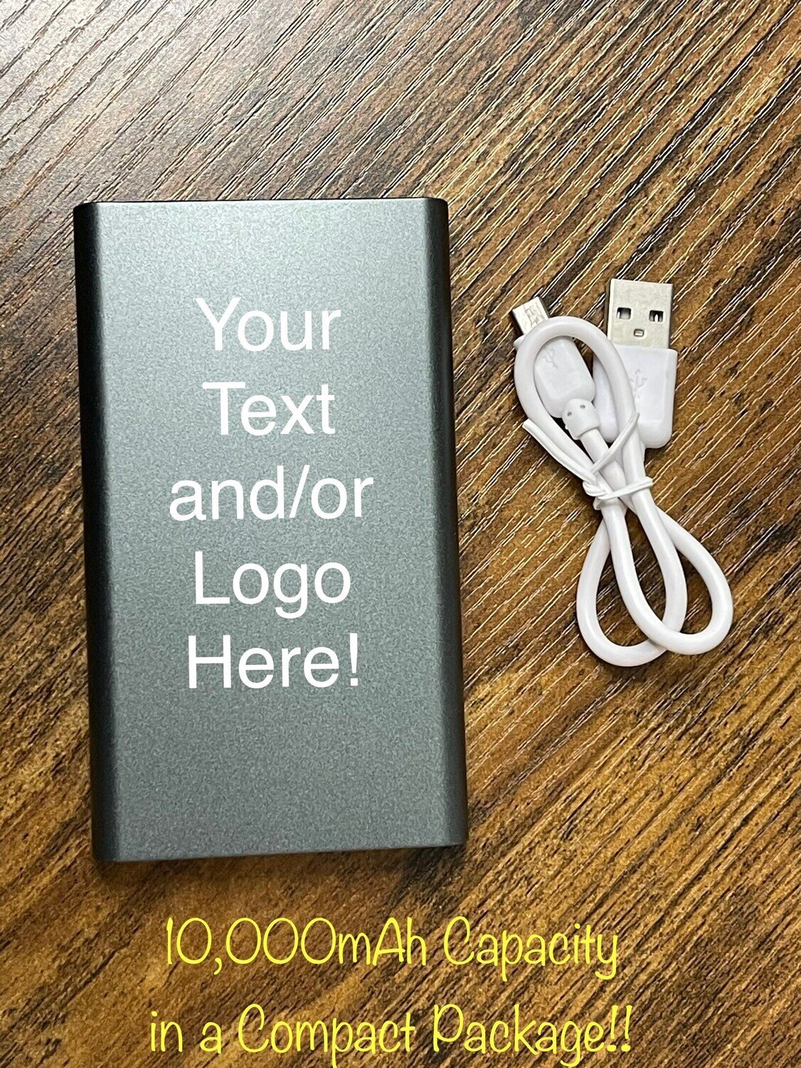Custom Aluminum 1000mAh Power Bank Customized With Any Text or Logo - UV Printed or Fiber Laser Engraved