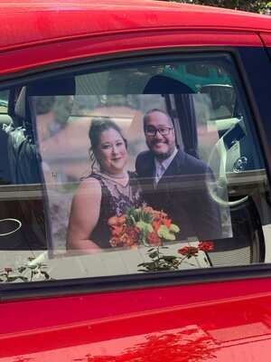 Custom car window shade, custom photo window shade, see through, photo window tinting, wedding gift, great for babies!