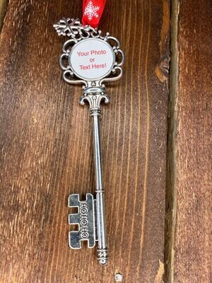 Ho Ho Ho Pewter Metal Key Ornament with your Photo!, FREE SHIPPING! FREE Second Side Image!!