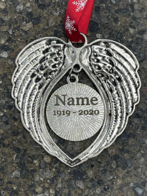 Angel Wings Photo Ornament, Back Engraving Available