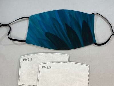 Teal Flower mask, custom photo face mask, face covering, mask, 2 FREE PM2.5 FILTERS!