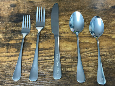 Laser Engraved Personalized Silverware Set Of 5