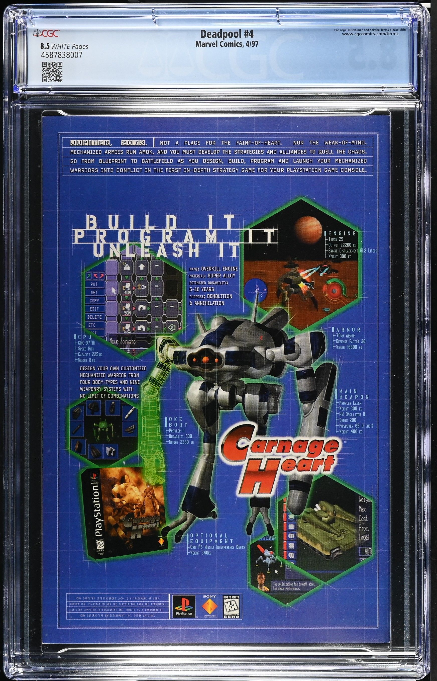 Deadpool Issue 4 CGC 8.5 Comic