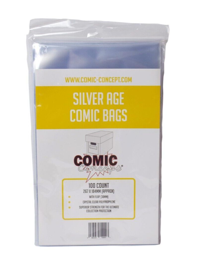 100 x Silver Age Comic Book Bags - Comic Concept