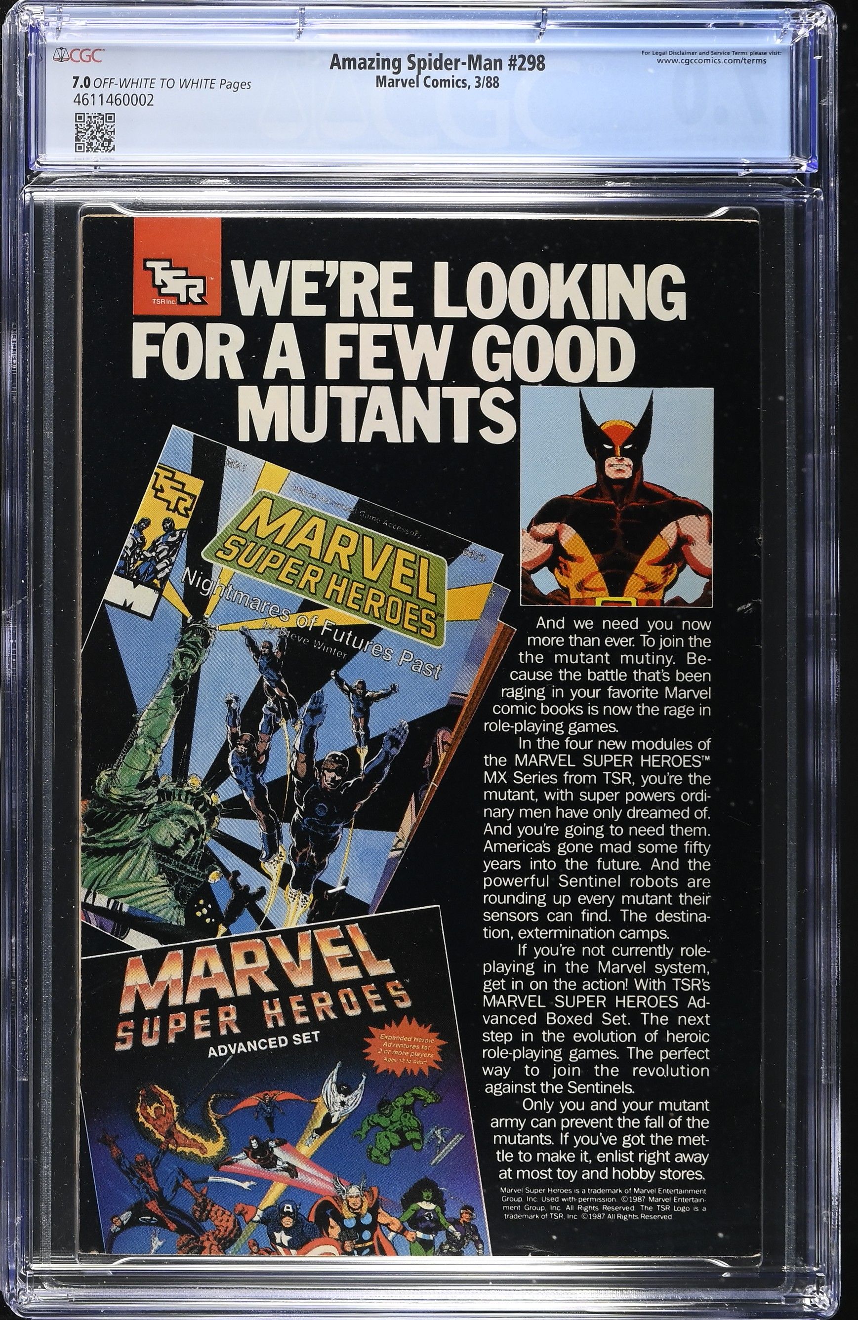 Amazing Spider-Man #298 CGC 7.0 1st Todd McFarlane Spider-Man