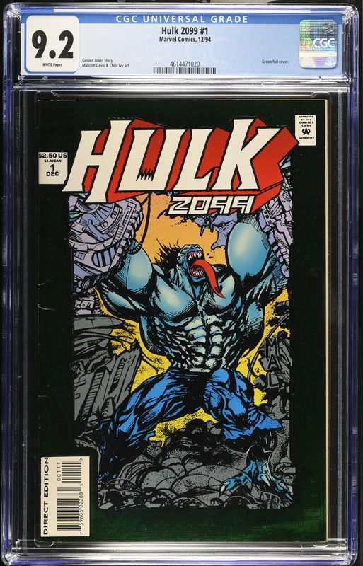 Hulk 2099 # 1 CGC 9.2 Green Foil Cover Key Issue