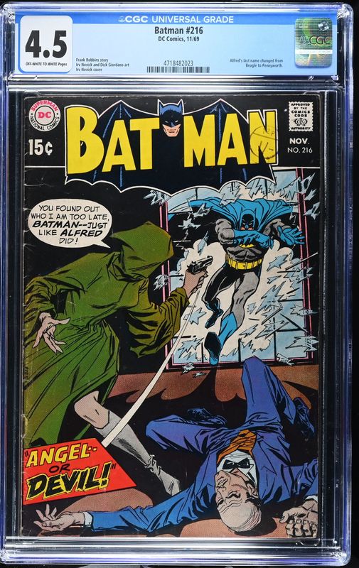 Batman #216 CGC 4.5 Key issue Alfreds name change