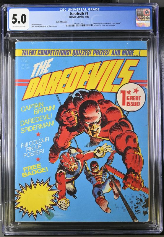 Daredevils # 1 CGC 5.0 Comic Daredevils # 1 CGC 5.0 Comic