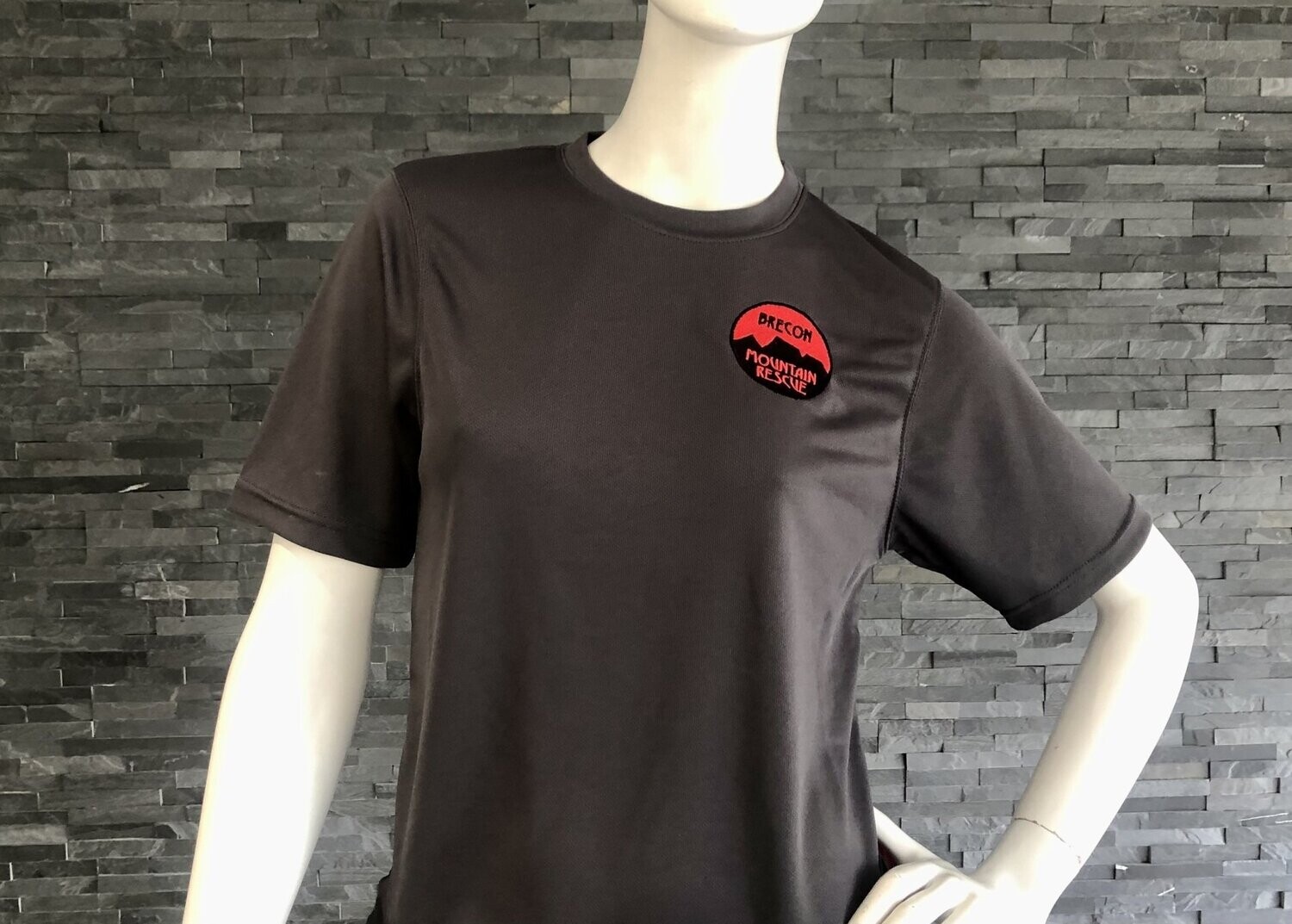 Wicking T-Shirt with Brecon Mountain Rescue logo - Grey