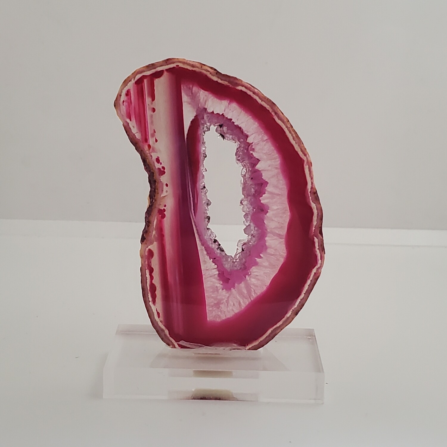 Agate Slice on Acrylic Base - Pink