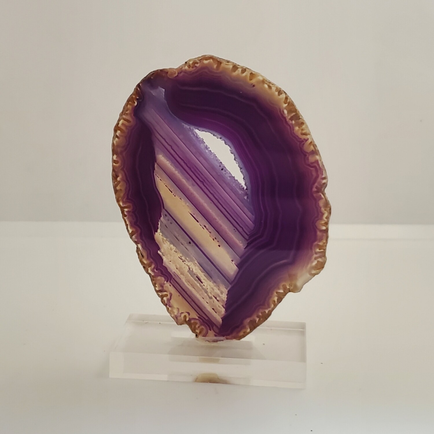 Agate Slice on Acrylic Base - Purple
