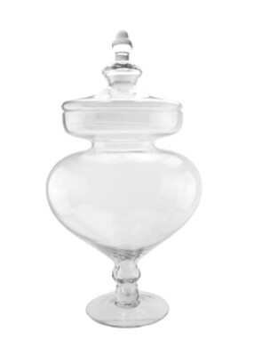 23&quot; Large Transparent Glass Container with Finial Topped Lid