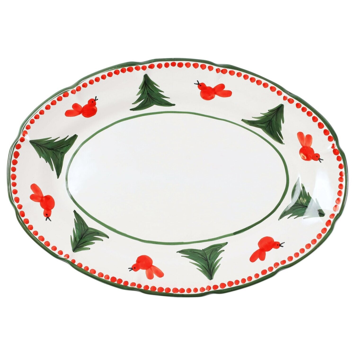 Vietri Campagna Uccello Rosso Oval Platter