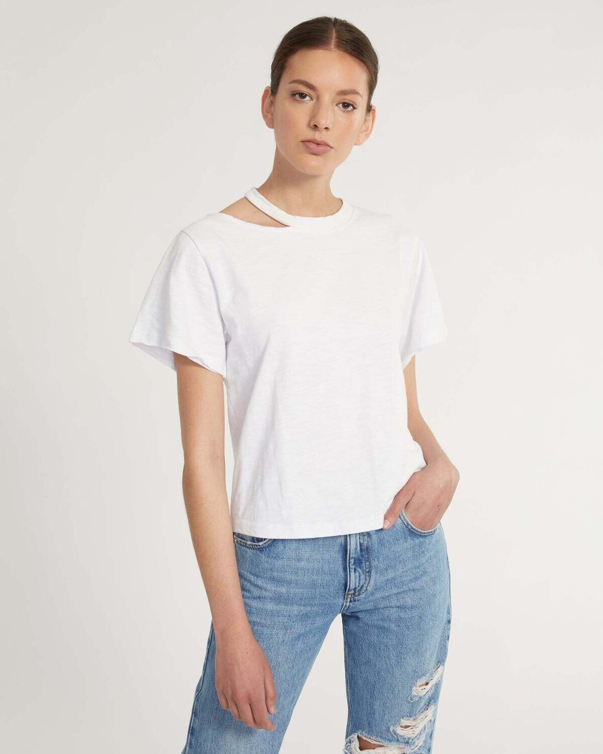 Marissa Webb Tate Cut Out Tee in White