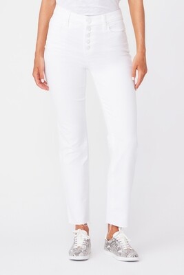 Paige Cindy Exposed Button Fly in Crisp White