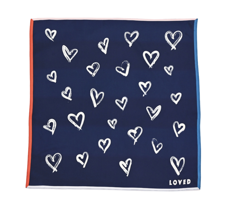 Kerri Rosenthal Scarf Sketch Hearts Silk Scarf in Indigo