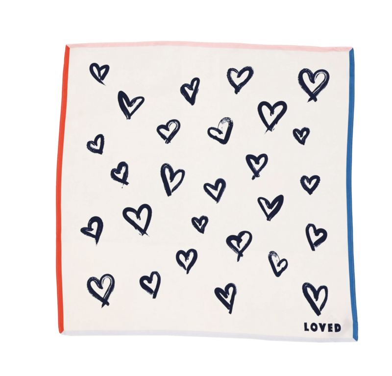 Kerri Rosenthal Scarf Sketch Hearts Silk Scarf in White