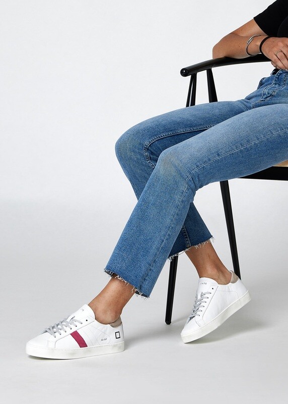 D.A.T.E. Hill Low Calf in White Fuxia