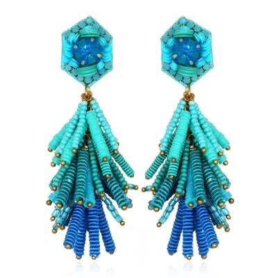 Suzanna Dai Fiesta Tassel Earrings in Turquoise