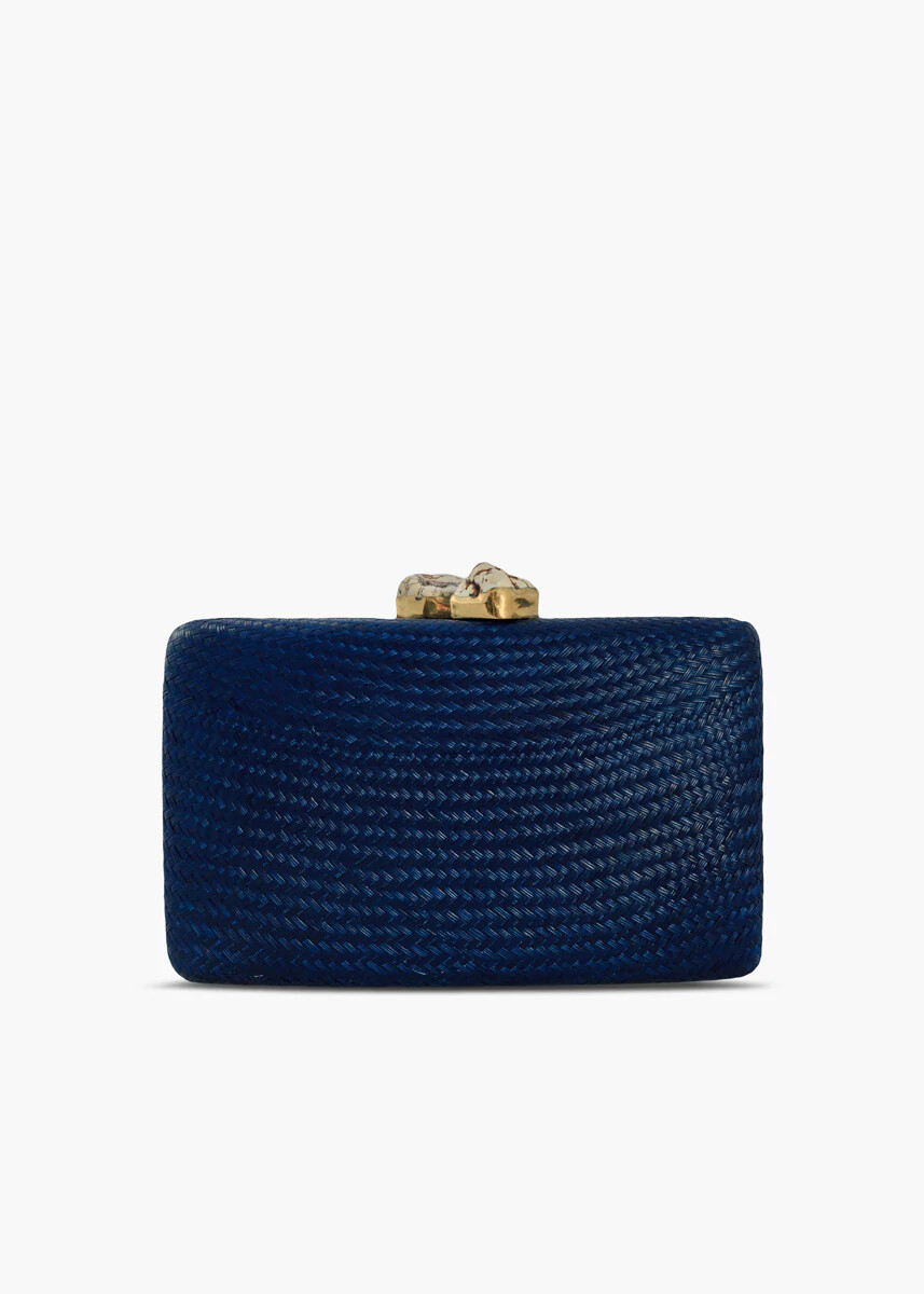 Kayu Jen Clutch in Navy with White Stones