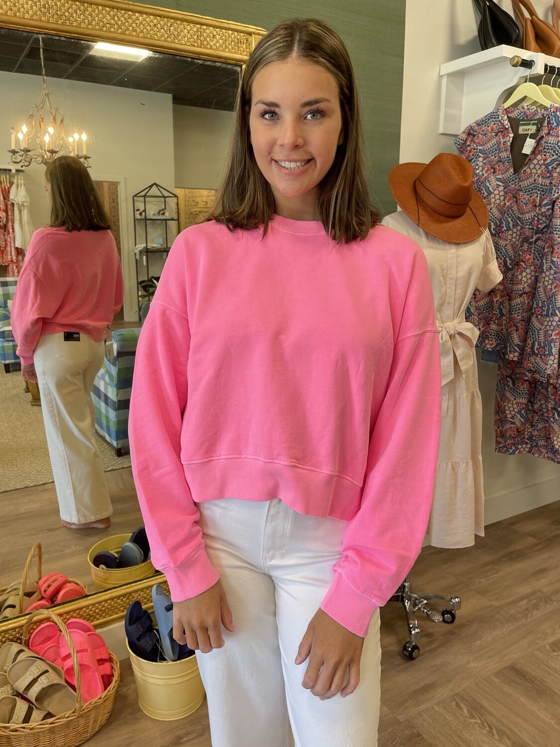 Velvet Ajia Sweatshirt in Neon Pink