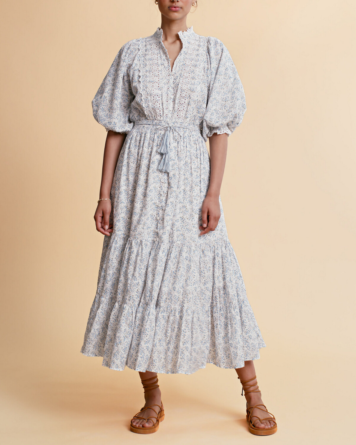 ByTiMo Cotton Slub Midi Dress in Bluebell
