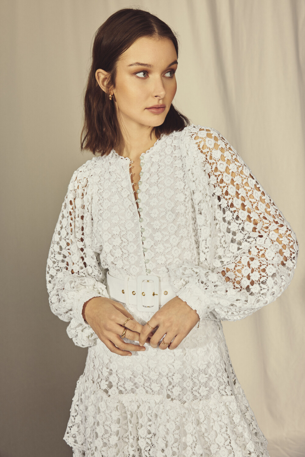ByTiMo Lace Crochet Shirt in White
