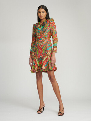 Saloni Claudia Short Dress in Forest Crystalline