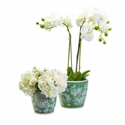 Countryside Hand-Painted Cachepots Planters- Medium