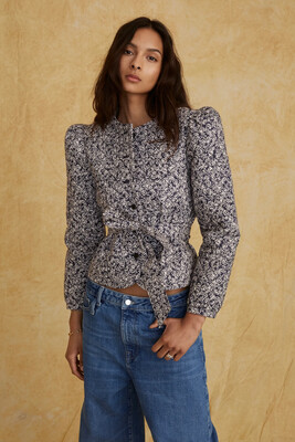 Marissa Webb Albie Quilted Floral Shirt Jacket in Midnight Floral