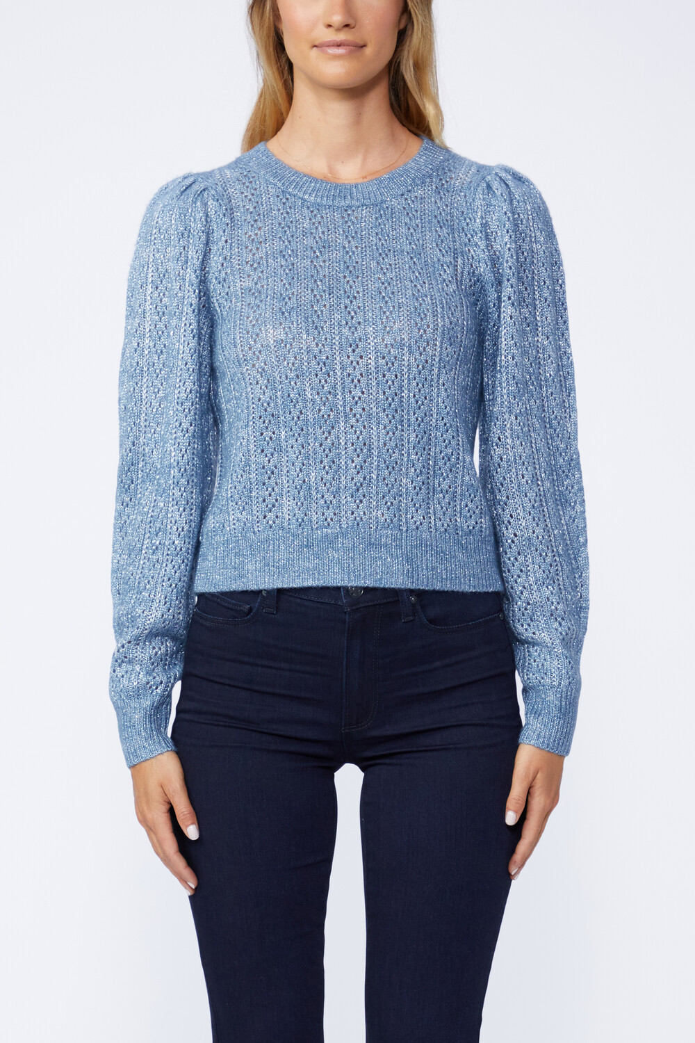 Paige Athena Sweater in Moondust Blue/ Silver