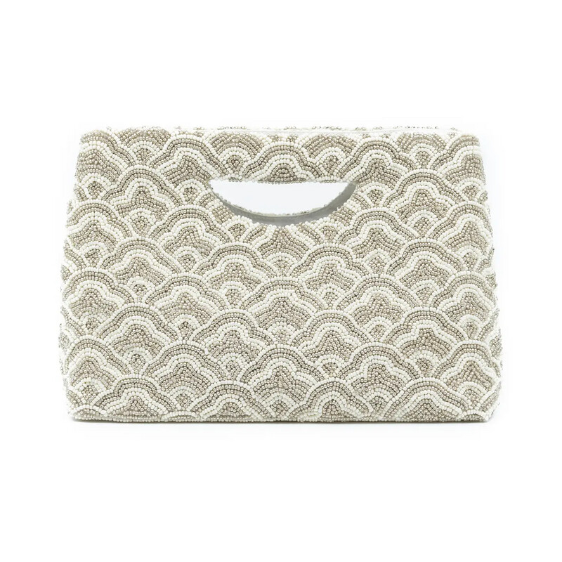 Tiana NY Art Deco Metallic &amp; Ivory Clutch