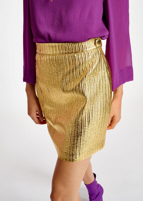 Essentiel Cole Gold Foil Miniskirt