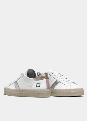 D.A.T.E. Hill Low Vintage Calf White & Platinum