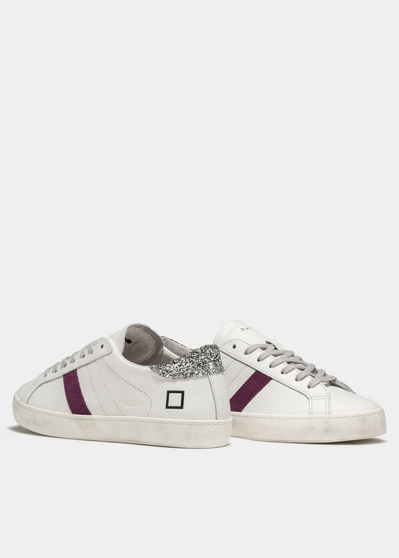 D.A.T.E. Hill Low Calf White &amp; Fuxia