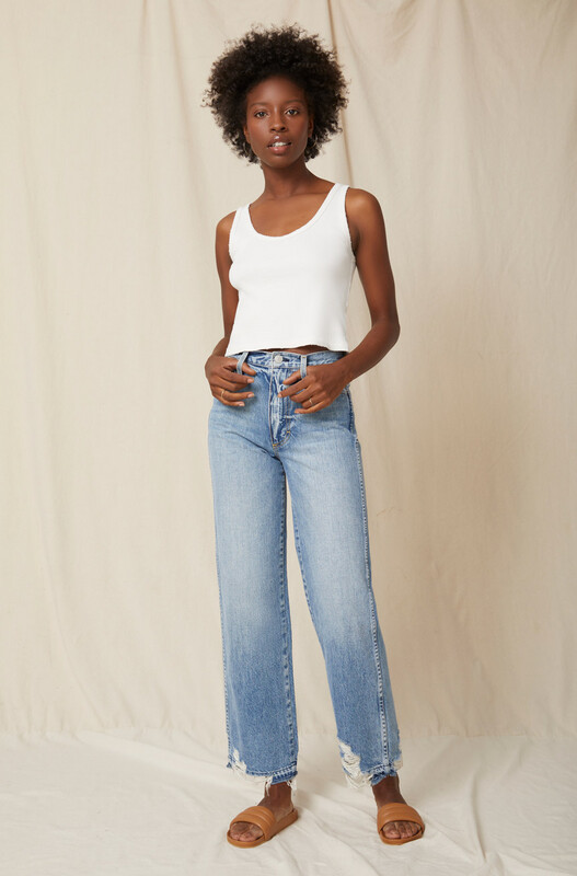 AMO Sophie High Rise Wideleg Crop in Runaway Destroy