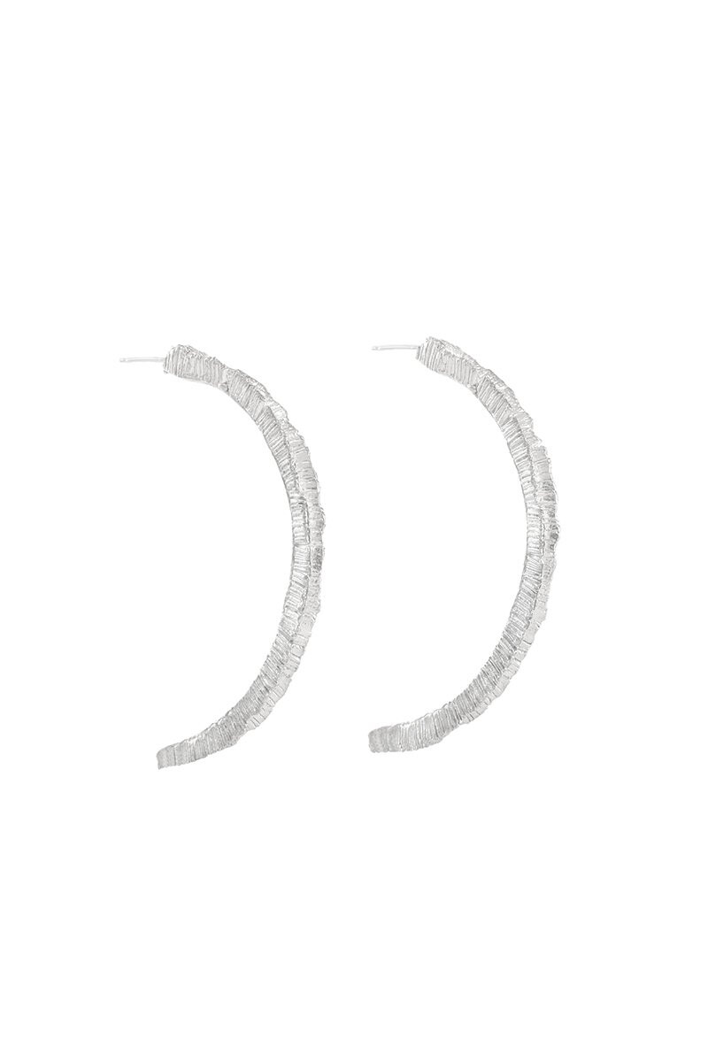 Sylvia Benson Bloom Hoop Earrings in Silver