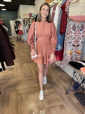 ByTiMo Baby Cord Mini Dress in Dusty Coral