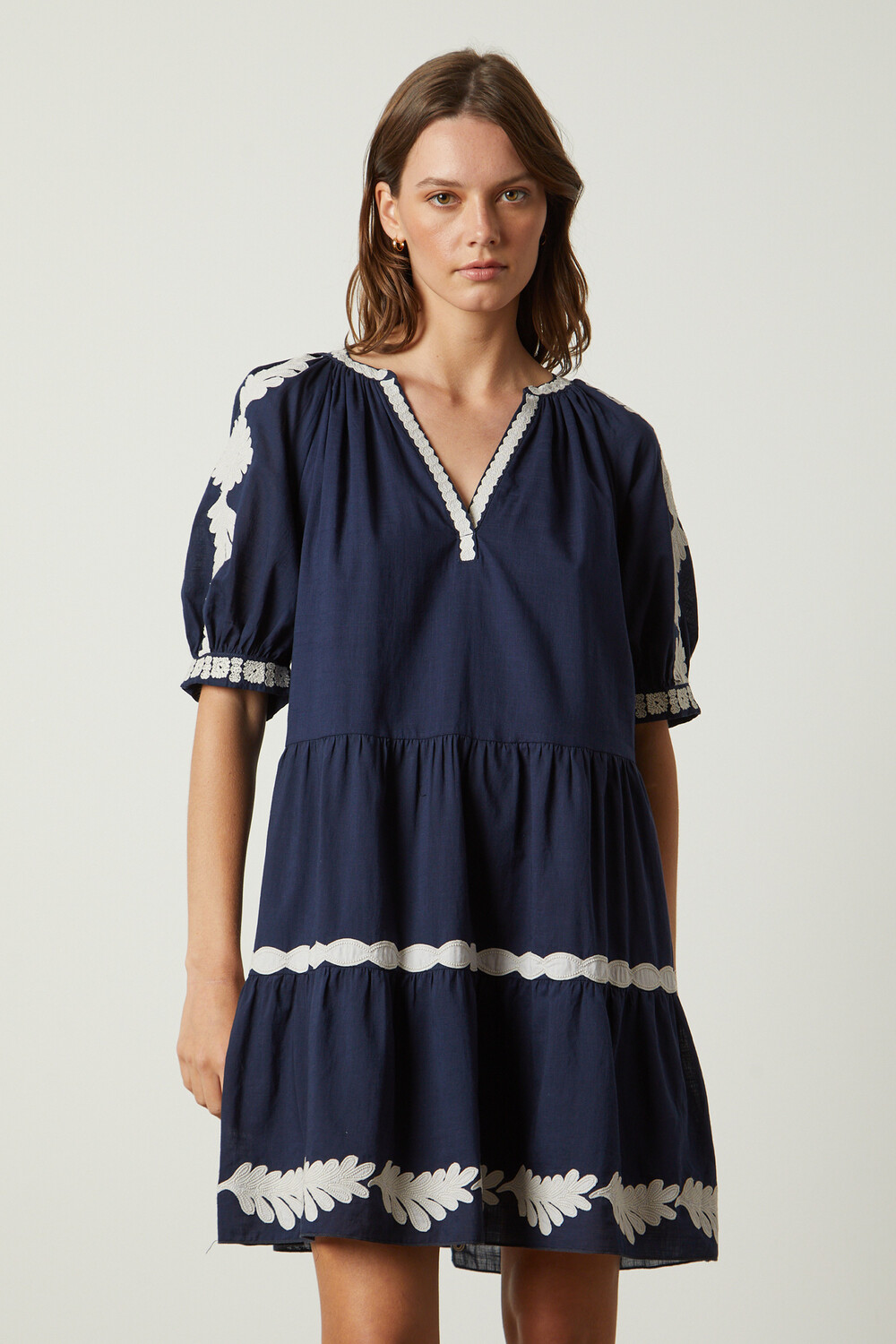Velvet Josephine Dress in Navy