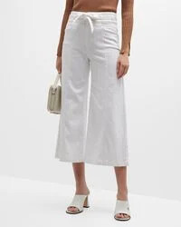 Paige Frankie w/ Inset Self Belt Waistband and Front Seams in Crisp White