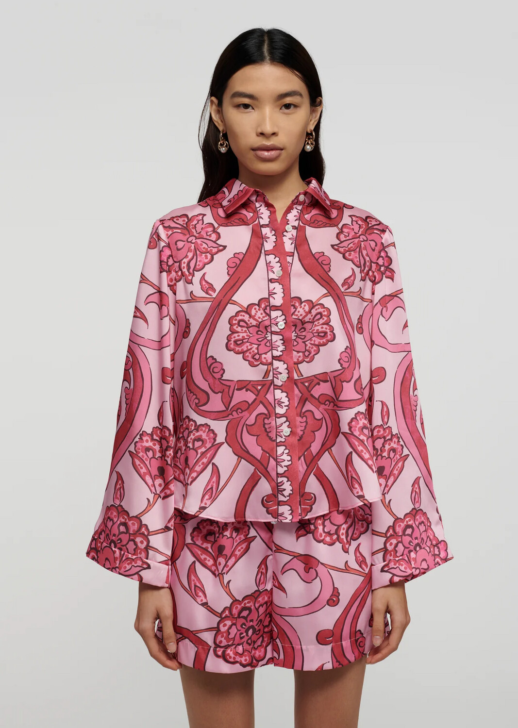 10 Crosby Milad Oversized Shirt in Pink Multi