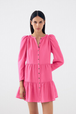Bird & Knoll Milou Short Dress in Hot Pink