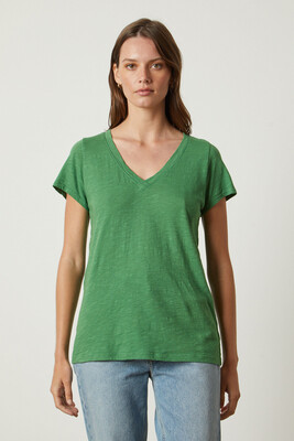 Velvet Jilian V- Neck Tee in Grass