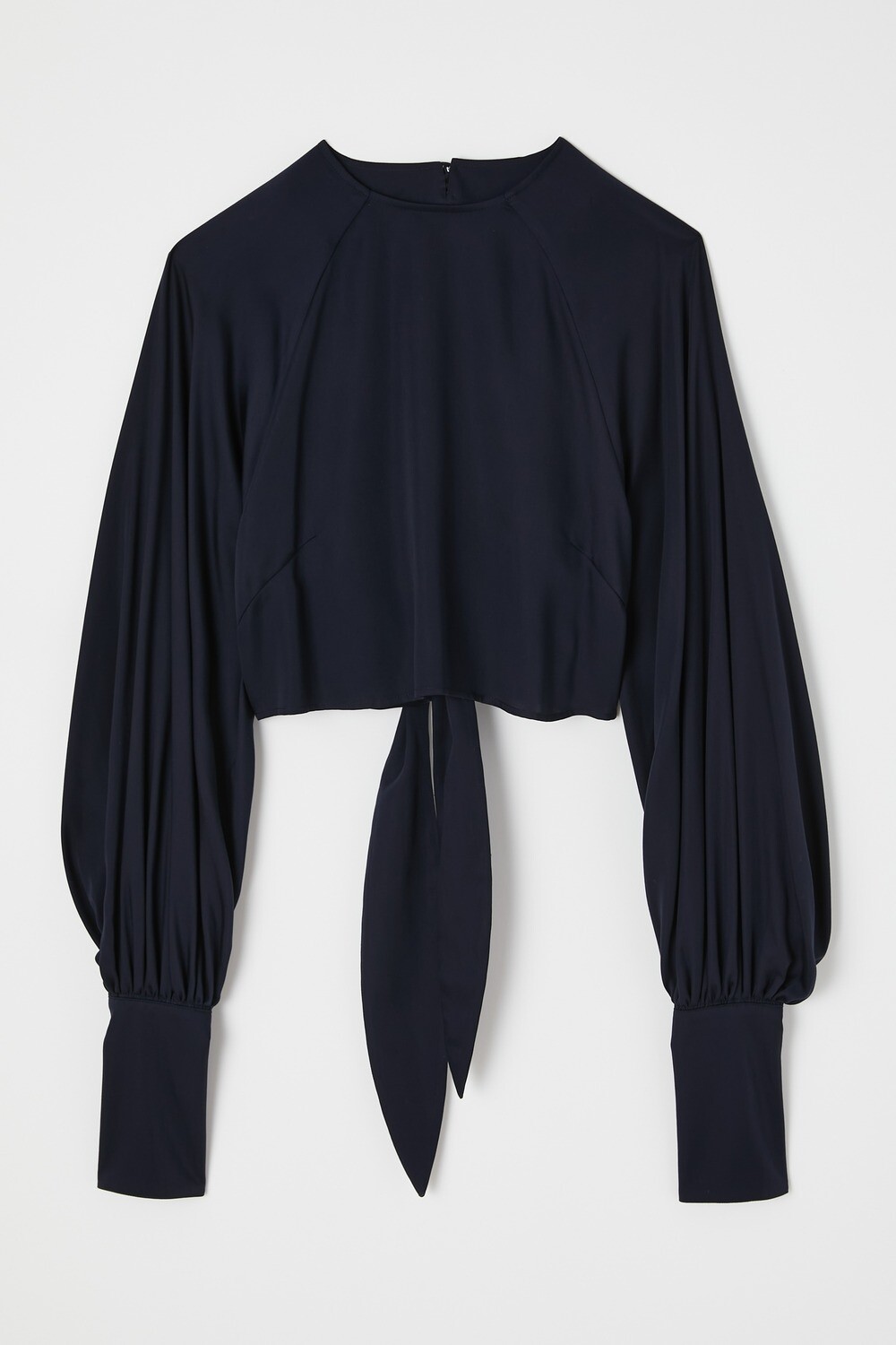 Moussy Vintage Back Open Balloon Sleeve Shirt in Navy
