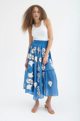 Chufy Thomas Patch Embroidered Skirt in Gagan Sky